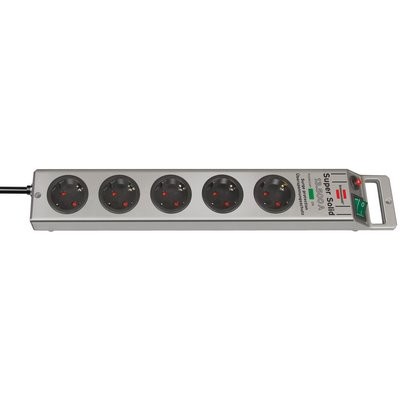 BS Super-Solid Steckdosenleiste 5-fach Überspannungsschutz 4.500A silber 2.5m