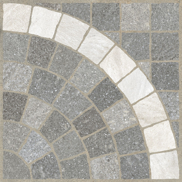 GZO Cubetti Rosone Carrara/Grigio 60/60/2 cm grau/weiss