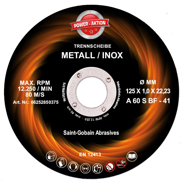 SGA Gewebetrennscheibe Stahl-Inox 10Stk 125x1.0x22.23mm Norton Expert A 60S-BF41