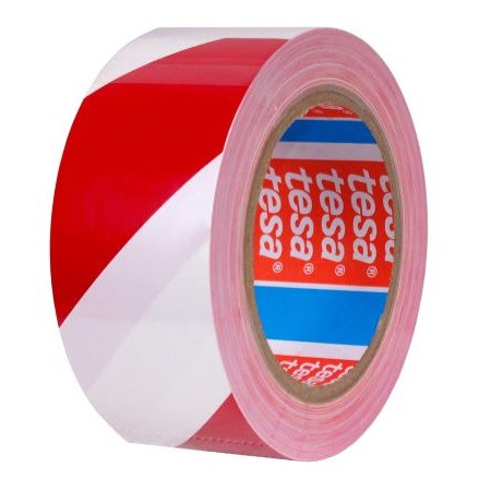 Taśma ostrzegawcza tesa® czerwono-biała 33 m x 50 mm