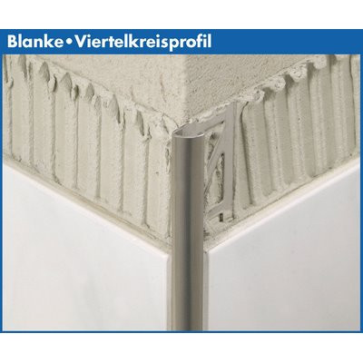 Blanke Viertelkreisprofil Edelstahl 10mmx2.5m - 347-280-10025