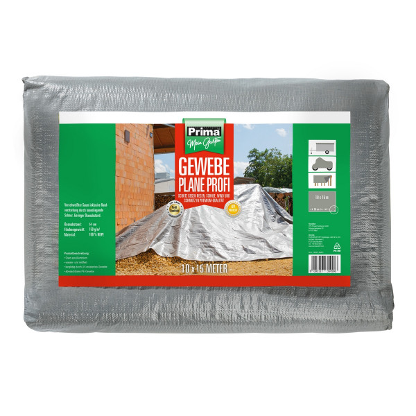 Prima Gewebeplane Premium 150 g/m² 10x15m lichtgrau