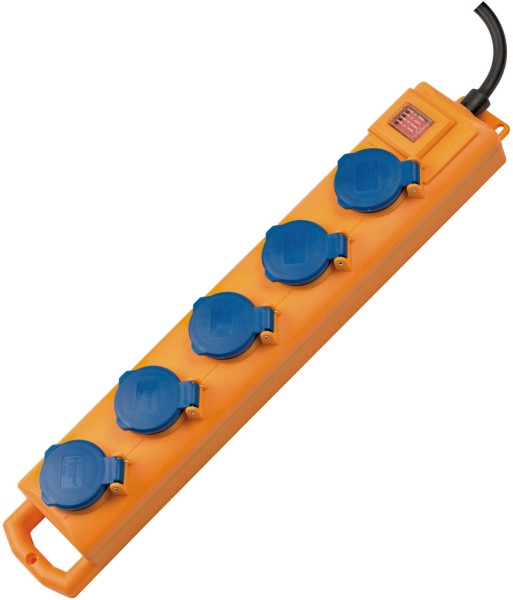 BS Super-Solid Steckdosenleiste 5f 2m gelb/blau H07RN-F3G1.5 mit Schalter IP54