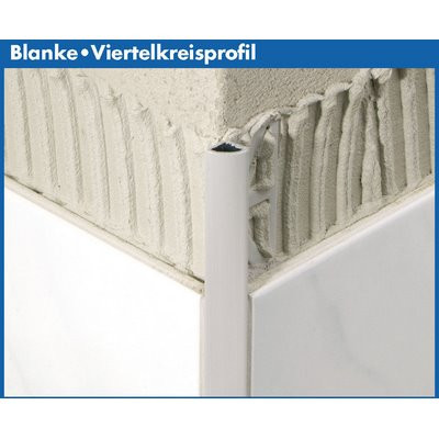 Blanke Viertelkreisprofil Kunststoff weiß 8mmx2.5m - 347-501-08025
