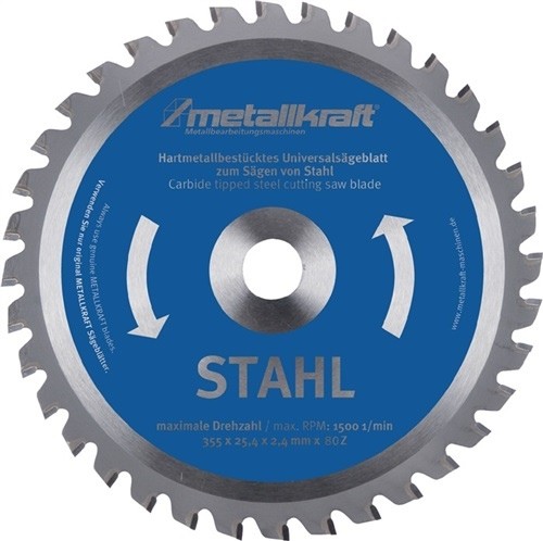 Metallkreissägeblatt STA D.355mm B.2.4mm HM Bohrungs-D.25.4mm Z.80 METALLKRAFT
