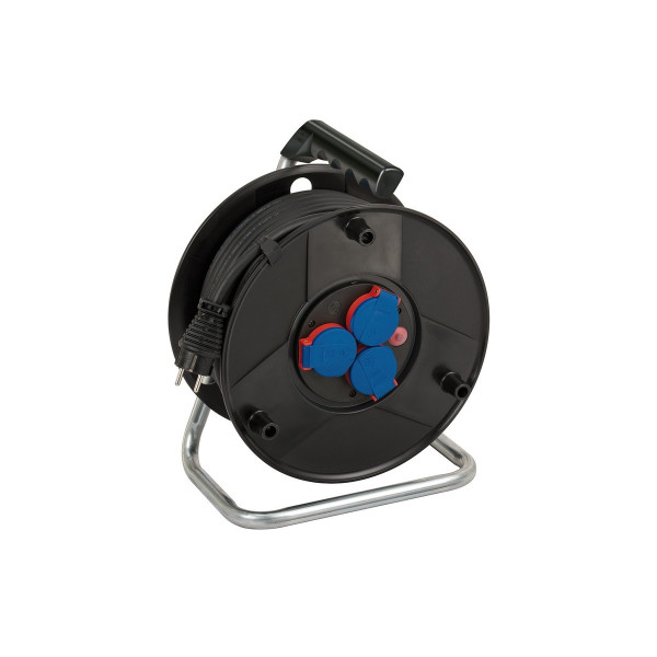 BAT Kabeltrommel H07RN-F3G1.5 schwarz 40m IP44 m. 3 Schutzkontakt Steckdosen