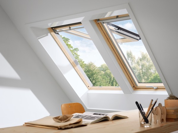 Velux Klapp-Schwingfenster GPL SK06 3066 klar lack Energie Plus Alu 114x118