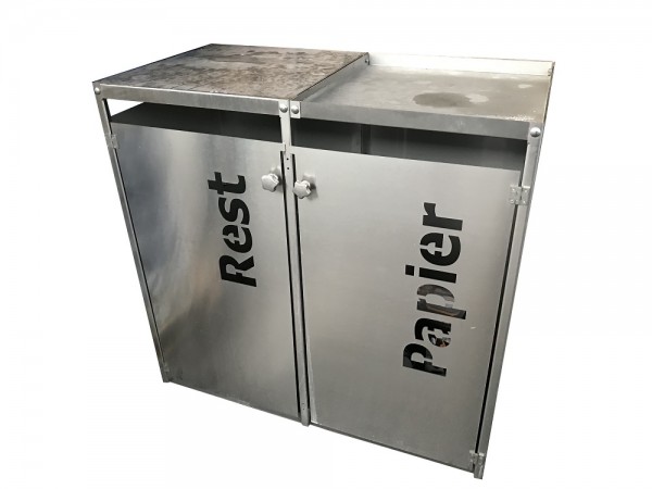 Metz trashbox double 120 Edelstahl B116xT60xH110cm