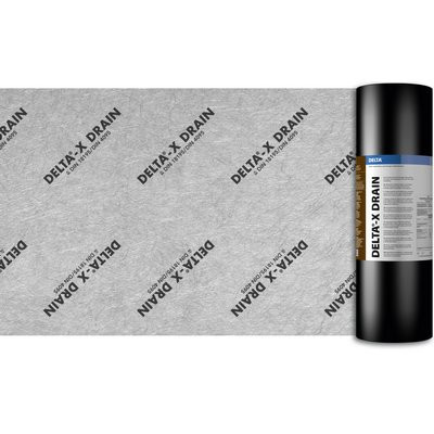 Dörken Delta-X-Drain 12.5x2.00m dimpled sheet with sliding film and fleece