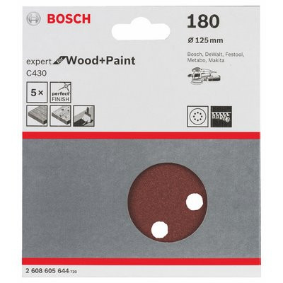 Bosch Schleifblatt Expert Holz gelocht 125mm K180 5er-Pack