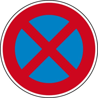 Traffic sign - Absolute no stopping Ø600 2mm flat RA 1
