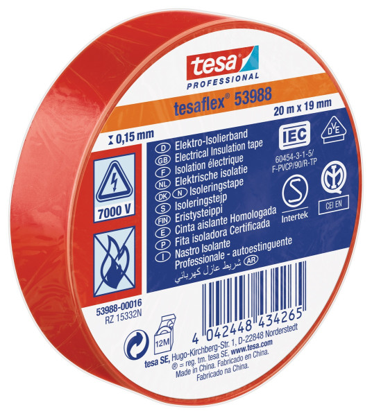 tesaflex Isolierband IEC 20mx19mm rot - 53988