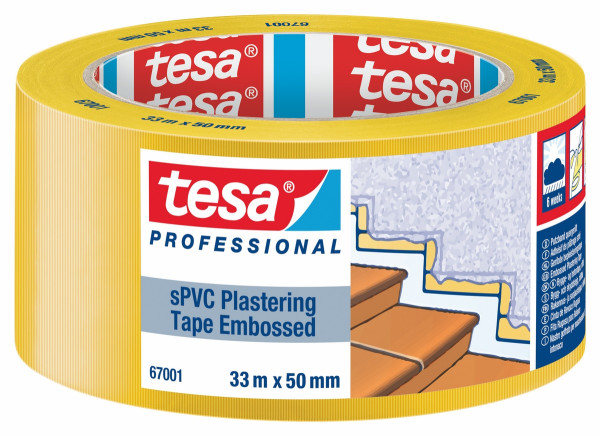 tesa® Putzband PVC quergerillt 33mx50mm gelb - 67001