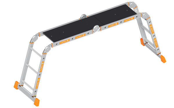 Layher 1057 Kofferraumleiter mit Palttform 4x3 Sprossen Länge max. 3.45m