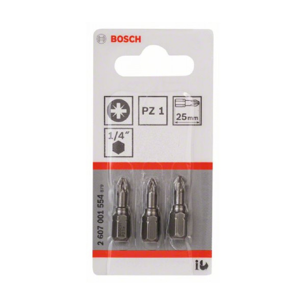 Bosch Schrauberbit Extra-Hart 3er-Pack PZ1 25mm 1/4""-Außensechskantschaft