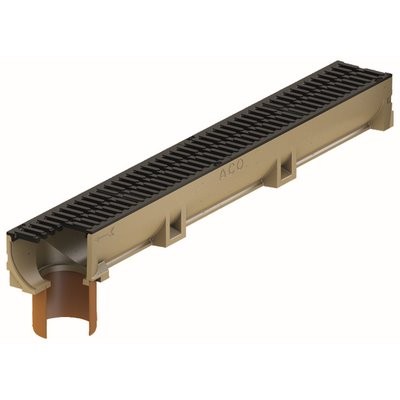 ACO Self® Euroline Rinnenelement m. Rost m. Stutzen befahrbar 1000x118x104mm
