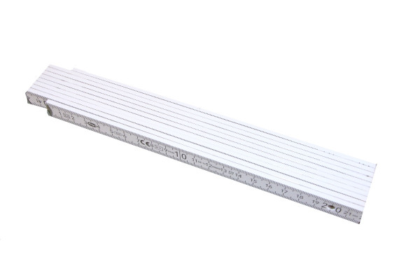 Drewniany metr 2m - 10 ogniw. Kolor: biały