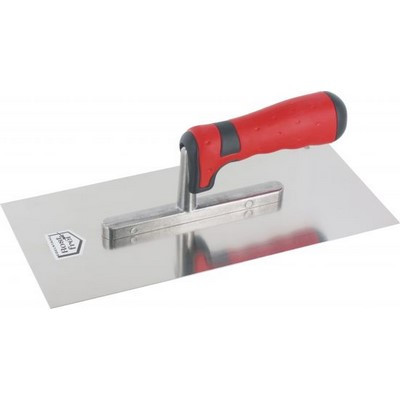 Triuso Glättekelle 28x13cm rot 2K-Griff Edelstahl rostfrei ungezahnt