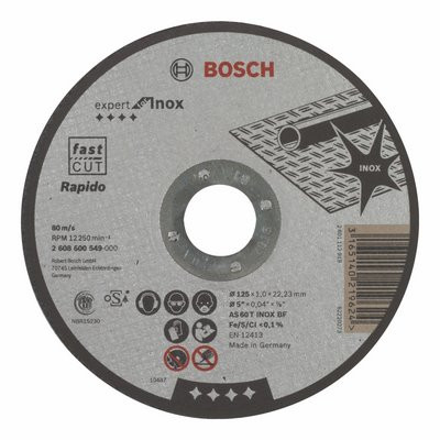 Tarcza tnąca Bosch Expert Inox prosta Rapido AS 60 T INOX BF 125x1,0mm
