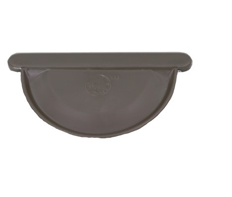 PREFA Rinnenendboden halbrund D 333mm große Wulst braun