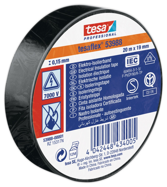tesaflex Isolierband IEC 20mx19mm schwarz - 53988