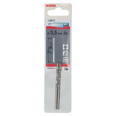 Bosch Metallbohrer HSS-G DIN338 3.5x39x70mm 2er-Pack