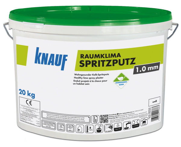 Knauf Raumklima Spritzputz 1mm weiß 20kg wohngesunder Kalk-Spritzputz