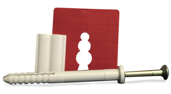 Zestaw montażowy Knauf WDVS do profili końcowych, zawierający element dystansowy do kołków gwoździowych. Złącze H