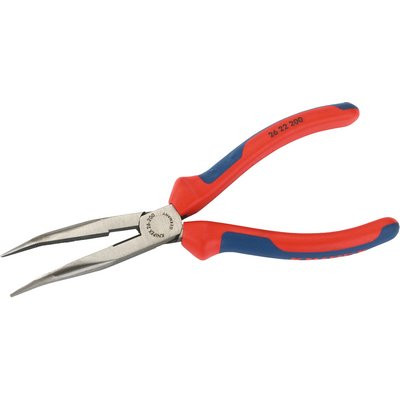 Triuso Flachrundzange abgewinkelt 200mm m. Schneide 2K-Griff