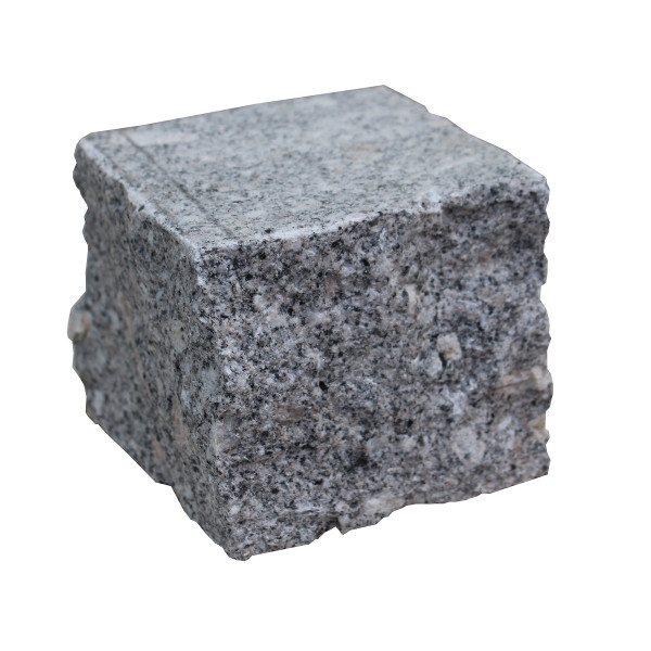 Granitpflaster grau 9x9x9 cm gesägt u. gestockt/gestrahlt