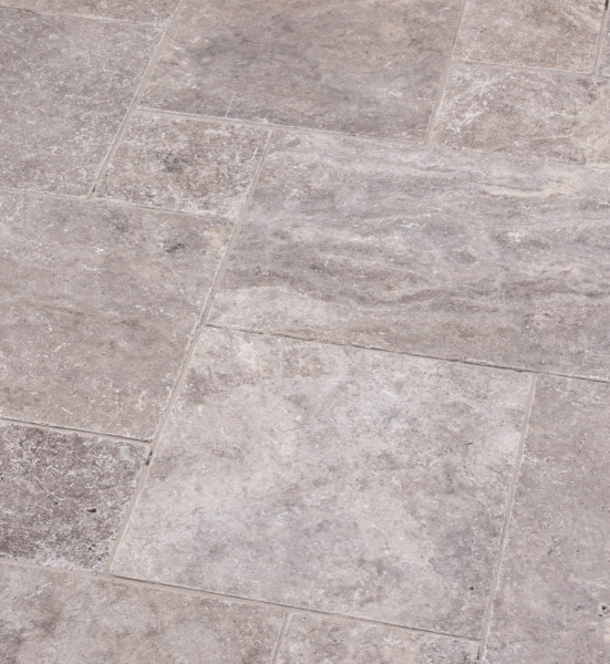SELTRA plate SILVERATO antique 60x40x3cm silver-grey travertine Türkiye