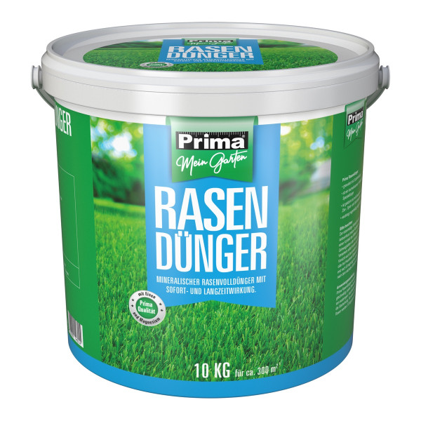 Prima Rasendünger m.SW u. LZW Eimer 10kg NPK 18+5+13 (+10%S+1%FE) im Eimer