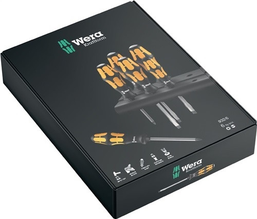 Screwdriver set 6 pcs. through 6 KT blade attachment slotted/PZD impact cap
