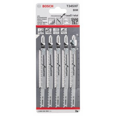 Bosch Stichsägeblatt f. Holz u. Metall T 345 XF BIM 5er-Pack