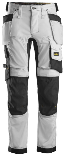 Snickers 6241 AllroundWork Stretch Gr.50 Arbeitshose m. Holstertaschen weiß-schw.