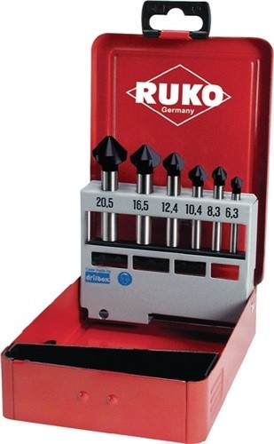Kegelsenkersatz DIN335 C 90Grad HSS Z.3 6.3-20.5mm TiAlN 6tlg.Metallkassette