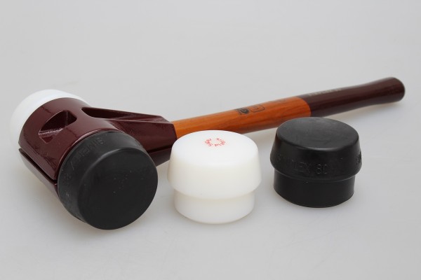 Bamego Simplex-Schonhammer sw/weiß 80mm Set u. Ersatzgummi sw/grau CAP
