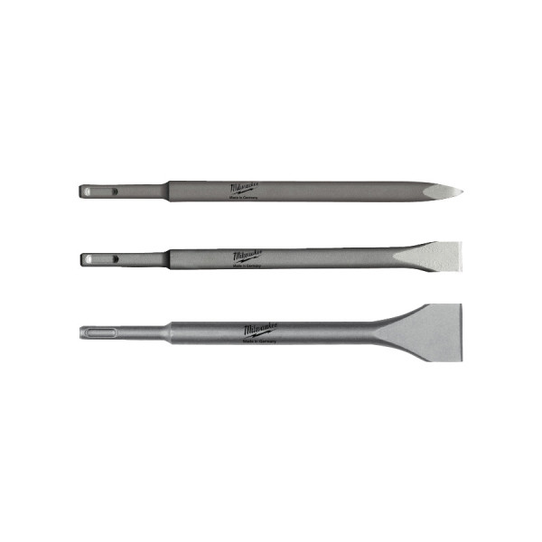 Milwaukee Meißelset SDSplus 3-teilig Spitz-Flach-Breitmeißel 250mm