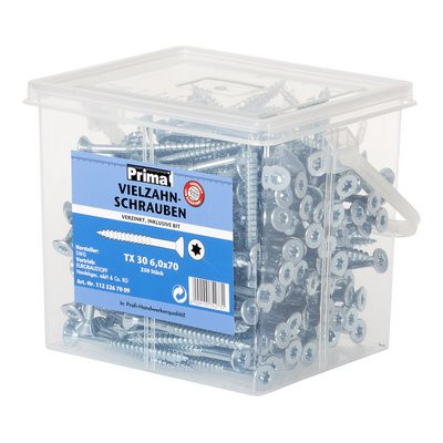 Prima multi-tooth vz bucket including bit TX 30 6.0x70 - 250 pieces
