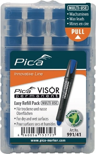Pica Minenset 4 tlg. blau wasserfeste Signierkreide Visor perman. Minen 991/41