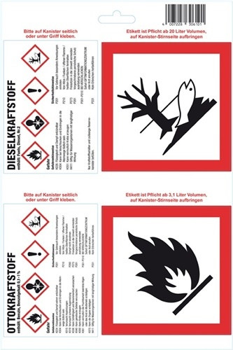 Haftetikett Otto-/Dieselkraftstoff weiß glänzend 182x275mm