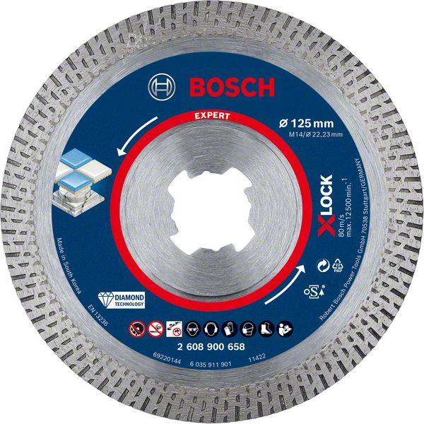 Bosch Diamanttrennscheibe X-LOCK Ø 125x22,23x1,4x10mm Expert HardCeramic