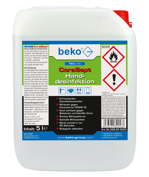 Beko TECLINE CoraSept 5 Liter Handdesinfektion gebrauchsfertig