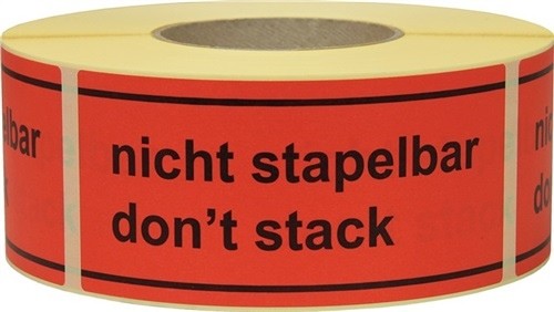 Hinweisetikett Nicht stapelbar L.145 mm.B.70mm rot 1000 St./Rolle