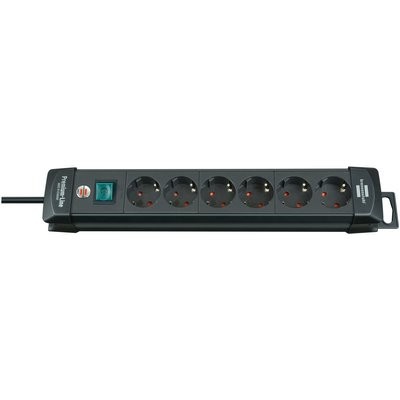 BS Steckdosenleiste Premium Line 6-fach schwarz m. Schalter - 3m H05VV-F3G1.5