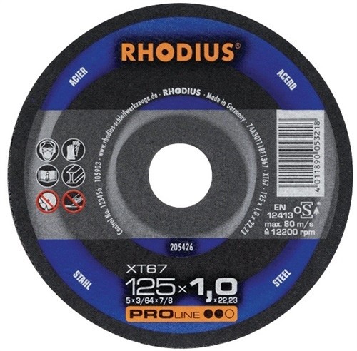 Trennscheibe XT67 D125x1mm ger.STA Bohrung 22.23mm RHODIUS
