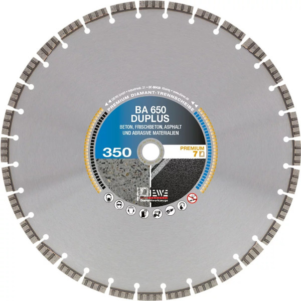 Diewe Diamanttrennscheibe BA 650 DUPLUS PREMIUM - 400x25.4mm - Beton u. Asphalt