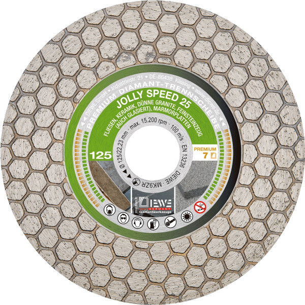 Diewe Jolly Speed 25 Ø125mm Diamant-Trennscheibe Bohrung 22.23