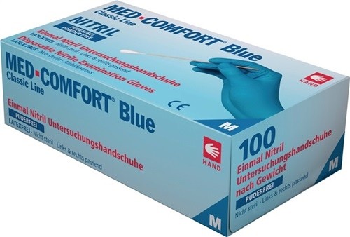 Einweghandschuhe Med Comfort Blue Gr.L blau Nitril EN 374.EN 455 Kat.I Ampri