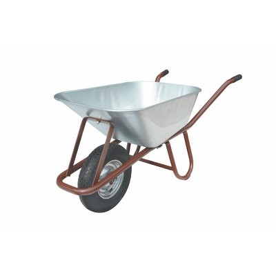 müba wheelbarrow deep trough tipping bucket 90l galvanized with pneumatic tires 400x100mm and ball bearings